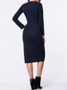 Casual V-Neck Plain Long Sleeve Knitted Dress