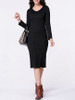 Casual V-Neck Plain Long Sleeve Knitted Dress