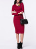 Casual V-Neck Plain Long Sleeve Knitted Dress