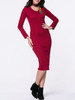 Casual V-Neck Plain Long Sleeve Knitted Dress
