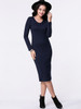 Casual V-Neck Plain Long Sleeve Knitted Dress
