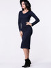 Casual V-Neck Plain Long Sleeve Knitted Dress