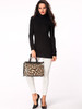Casual Turtleneck Patchwork Decorative Button Long Sleeve T-shirt