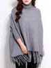 Casual Turtleneck Fringe Plain Batwing Sleeve Plus Size Sweater