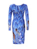 Casual Stylish Printed Long Sleeve Round Neck Bodycon Dress