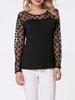 Casual Round Neck Patchwork See-Through Polka Dot Long Sleeve T-Shirt Casual Round Neck Patchwork See-Through Polka Dot Long Sleeve T-Shirt
