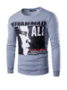 Casual Round Neck Long Sleeve Letters Printed Men Sweatshirt