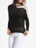 Casual Round Neck Decorative Lace Patchwork Sweater