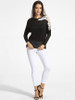 Casual Round Neck Decorative Lace Patchwork Sweater