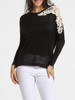 Casual Round Neck Decorative Lace Patchwork Sweater