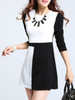 Casual Round Neck Color Block Long Sleeve Bodycon Dress