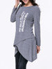 Casual Round Neck Asymmetric Hem Letters Long Sleeve T-Shirt