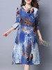 Casual Round Neck Abstract Print Fascinating Shift Dress With Long Sleeve