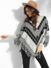 Casual Rough Selvedge Round Neck Knit Color Block Plaid Sweater