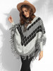 Casual Rough Selvedge Round Neck Knit Color Block Plaid Sweater