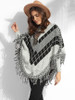 Casual Rough Selvedge Round Neck Knit Color Block Plaid Sweater