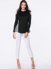 Casual Open Shoulder Color Block Long Sleeve T-Shirt