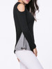 Casual Open Shoulder Color Block Long Sleeve T-Shirt