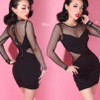 Casual New Women Black Patchwork Hollow-out Zipper Long Sleeve Mini Dress