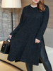Casual Longline Round Neck Side-Vented Plain Plus Size Sweater