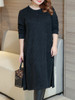 Casual Longline Round Neck Side-Vented Plain Plus Size Sweater