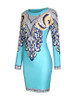Casual Long Sleeve Round Neck Glamorous Printed Bodycon Dress