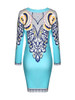 Casual Long Sleeve Round Neck Glamorous Printed Bodycon Dress