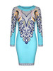 Casual Long Sleeve Round Neck Glamorous Printed Bodycon Dress