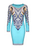 Casual Long Sleeve Round Neck Glamorous Printed Bodycon Dress