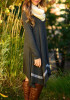 Grey Plain Irregular Collarless Long Sleeve Casual Spandex Mini Dress