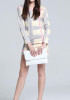 Grey Color Block Round Neck Long Sleeve Mini Dress