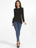 Casual Crew Neck Plain Cotton Long Sleeve T-shirt