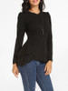 Casual Crew Neck Plain Cotton Long Sleeve T-shirt