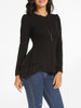 Casual Crew Neck Plain Cotton Long Sleeve T-shirt