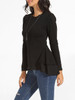 Casual Crew Neck Plain Cotton Long Sleeve T-shirt