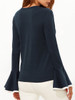 Casual Crew Neck Contrast Trim Bell Long Sleeve T-Shirt