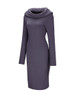 Casual Cowl Neck Plain Long Sleeve Bodycon Dress