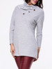 Casual Cowl Neck Decorative Button Plain Sweater