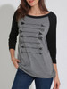 Casual Boat Neck Printed Raglan Sleeve Long Sleeve T-Shirt