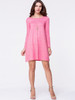 Casual Boat Neck Plain Long Sleeve Shift Dress