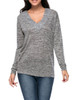 Casual Basic Designed Deep V-Neck Plain Long Sleeve T-Shirt Casual Basic Designed Deep V-Neck Plain Long Sleeve T-Shirt