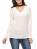Casual Basic Designed Deep V-Neck Plain Long Sleeve T-Shirt Casual Basic Designed Deep V-Neck Plain Long Sleeve T-Shirt