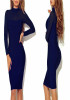Sapphire Blue Patchwork Grenadine Prom Evening Party Bodycon Long Sleeve Midi Dress
