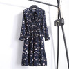 Office Long Sleeve Polka Dot Vintage Dress Women Autumn Dress Shirt Chiffon Midi Casual Red Floral Winter Dress