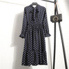 Office Long Sleeve Polka Dot Vintage Dress Women Autumn Dress Shirt Chiffon Midi Casual Red Floral Winter Dress