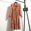 Office Long Sleeve Polka Dot Vintage Dress Women Autumn Dress Shirt Chiffon Midi Casual Red Floral Winter Dress