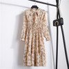 Office Long Sleeve Polka Dot Vintage Dress Women Autumn Dress Shirt Chiffon Midi Casual Red Floral Winter Dress
