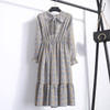 Office Long Sleeve Polka Dot Vintage Dress Women Autumn Dress Shirt Chiffon Midi Casual Red Floral Winter Dress