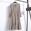 Office Long Sleeve Polka Dot Vintage Dress Women Autumn Dress Shirt Chiffon Midi Casual Red Floral Winter Dress