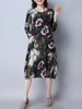Casual Loose Printed Round Neck Pocket Shift Dress